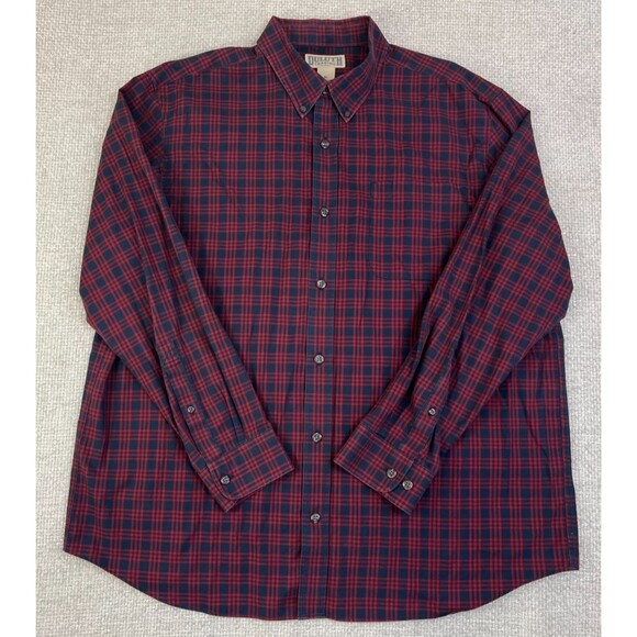 Duluth Trading Co. Wrinklefighter Shirt Mens XL Blue Red Plaid Long Sleeve 92105 - Picture 1 of 8